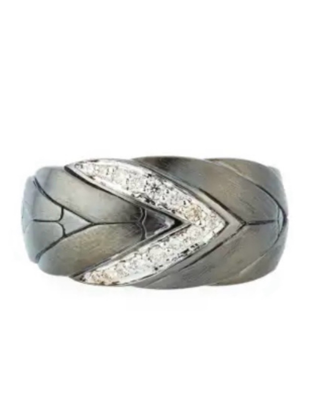 JOHN HARDY Men’s Diamond Ring, Black Rhodium over S925. Chain Link Collection.
